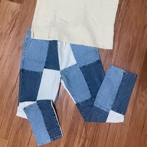 patchwork denim pants from pacsun // NWT